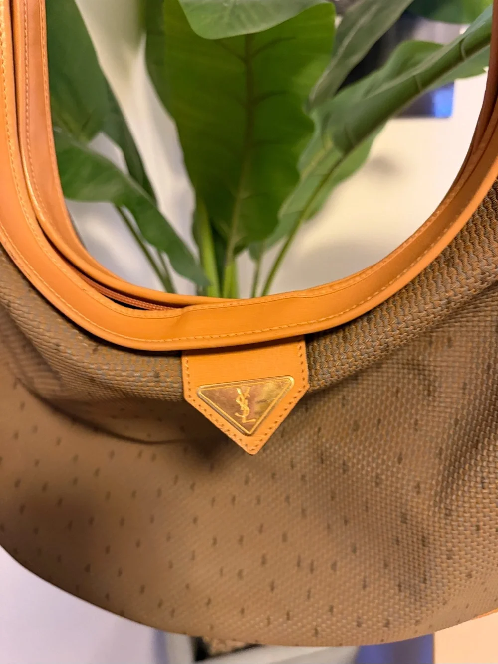 Yves Saint Laurent Brown and Tan Hobo Shoulder Bag